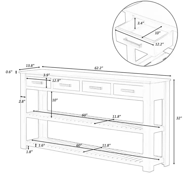 Table de chevet en bois expresso traditionnel à 2 tiroirs