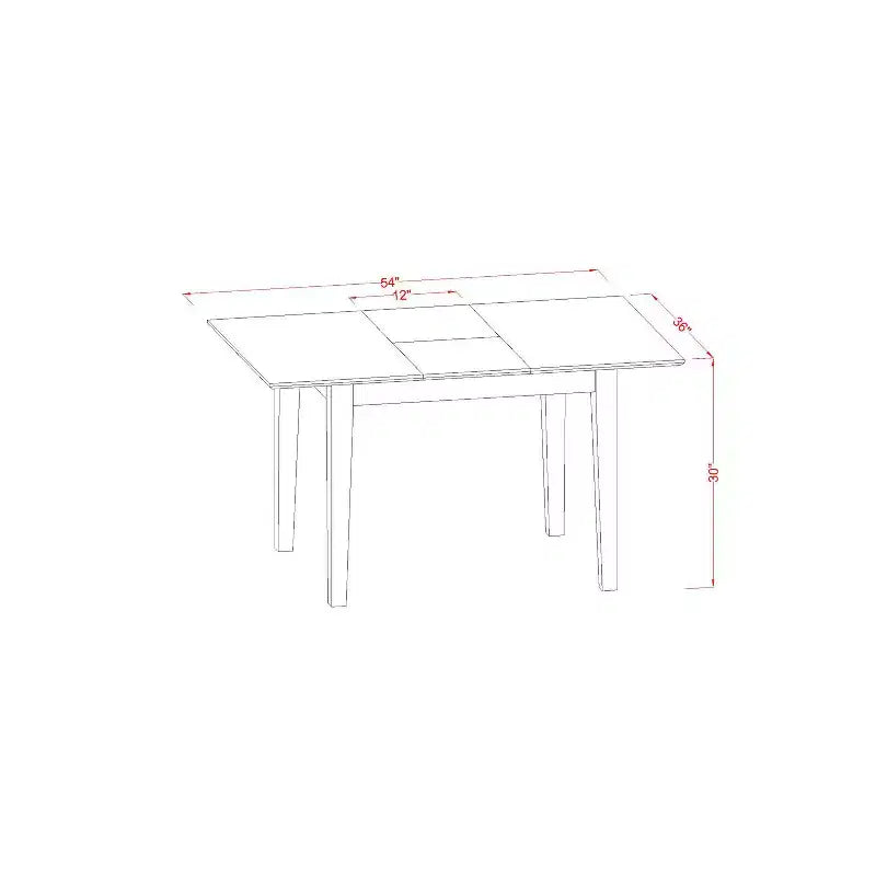 Ensemble de salle à manger 5 pièces en bois massif finition marron selle – 4 places