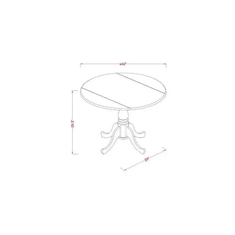 Ensemble de salle à manger rond 3 pièces en bois massif finition noire – 4 places
