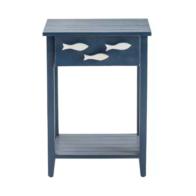 Crestview Collection Square Blue Solid Wood Accent_End Table
