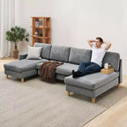 Canapé sectionnel modulaire en forme de U 109, 4 places, convertible, confortable avec accoudoirs, facile à assembler pour salon ou chambre à coucher.