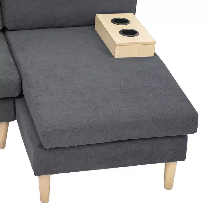 Canapé sectionnel modulaire en forme de U 109, 4 places, convertible, confortable avec accoudoirs, facile à assembler pour salon ou chambre à coucher.