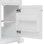 Meuble-lavabo 36 po avec dessus en céramique, 4 tiroirs, 1 porte à fermeture amortie, autoportant, poignées en métal, noir