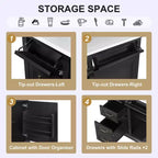 Meuble-lavabo 36 po avec dessus en céramique, 4 tiroirs, 1 porte à fermeture amortie, autoportant, poignées en métal, noir