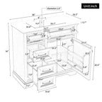 Meuble-lavabo 36 po avec dessus en céramique, 4 tiroirs, 1 porte à fermeture amortie, autoportant, poignées en métal, noir