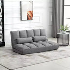 Canapé-lit convertible au sol, lit pliant, chaise longue d'appoint avec 2 oreillers, dossier et appuie-tête réglables, 130 cm de long