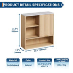 Meuble haut cannelé avec porte coulissante, plateau en faux marbre et étagère réglable, armoire à pharmacie incurvée pour salle de bain ou buanderie