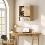Meuble haut cannelé avec porte coulissante, plateau en faux marbre et étagère réglable, armoire à pharmacie incurvée pour salle de bain ou buanderie