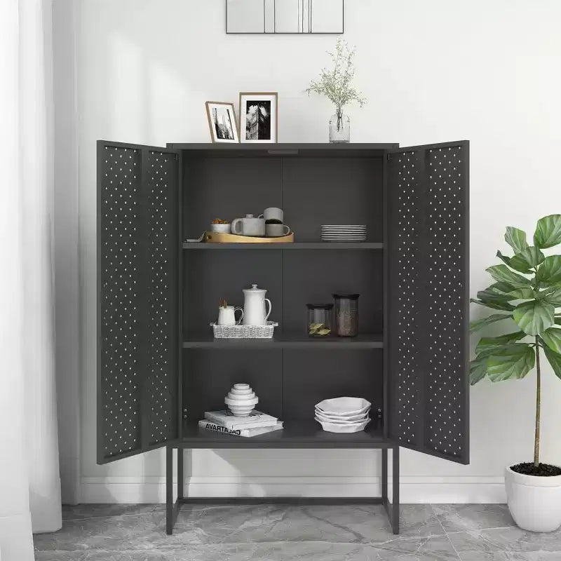 Meuble de rangement, buffet pour entrée, chambre ou bureau, en acier