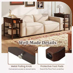 Tables d'appoint étroites avec tiroirs, étagères et pieds en bois d'hévéa – Table d'appoint de canapé