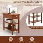 Tables d'appoint étroites avec tiroirs, étagères et pieds en bois d'hévéa – Table d'appoint de canapé