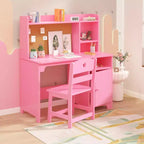 Ensemble Bureau et Chaise d'Étude pour Enfants avec Rangement, Table d'Apprentissage Ergonomique pour Tout-petits avec Étagère et Organiseur, Cadeau pour Garçons Filles de 3 à 8 Ans