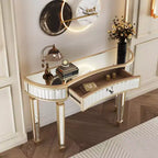 Console miroir moderne de 119 cm avec tiroir de rangement, table d'entrée demi-lune pour couloir, dressing ou salon