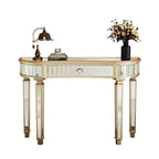 Console miroir moderne de 119 cm avec tiroir de rangement, table d'entrée demi-lune pour couloir, dressing ou salon