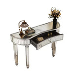 Console miroir moderne de 119 cm avec tiroir de rangement, table d'entrée demi-lune pour couloir, dressing ou salon