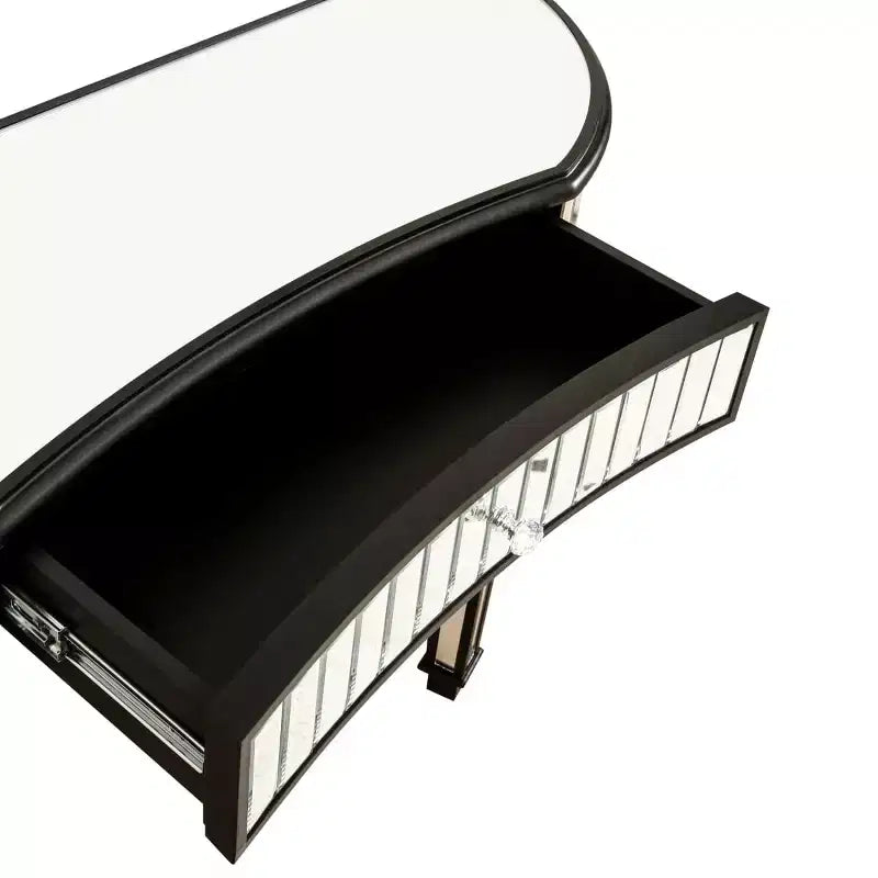 Console miroir moderne de 119 cm avec tiroir de rangement, table d'entrée demi-lune pour couloir, dressing ou salon