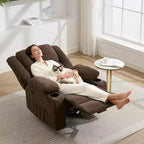 Fauteuil inclinable manuel avec massage par vibration et chauffage lombaire,Canapé simple avec poche latérale,Fauteuil à bascule avec porte-gobelet,Fauteuil inclinable pour chambre à coucher