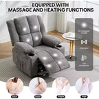 Fauteuil inclinable manuel avec massage par vibration et chauffage lombaire,Canapé simple avec poche latérale,Fauteuil à bascule avec porte-gobelet,Fauteuil inclinable pour chambre à coucher