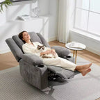 Fauteuil inclinable manuel avec massage par vibration et chauffage lombaire,Canapé simple avec poche latérale,Fauteuil à bascule avec porte-gobelet,Fauteuil inclinable pour chambre à coucher