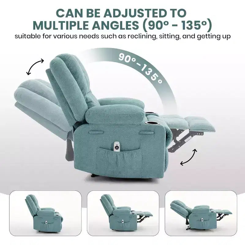 Fauteuil inclinable manuel avec massage par vibration et chauffage lombaire,Canapé simple avec poche latérale,Fauteuil à bascule avec porte-gobelet,Fauteuil inclinable pour chambre à coucher