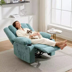 Fauteuil inclinable manuel avec massage par vibration et chauffage lombaire,Canapé simple avec poche latérale,Fauteuil à bascule avec porte-gobelet,Fauteuil inclinable pour chambre à coucher