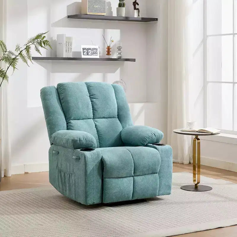 Fauteuil inclinable manuel avec massage par vibration et chauffage lombaire,Canapé simple avec poche latérale,Fauteuil à bascule avec porte-gobelet,Fauteuil inclinable pour chambre à coucher