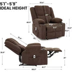 Fauteuil inclinable manuel avec massage par vibration et chauffage lombaire,Canapé simple avec poche latérale,Fauteuil à bascule avec porte-gobelet,Fauteuil inclinable pour chambre à coucher