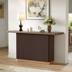 Console étroite de 58 po avec dessus en placage de frêne, table de canapé moderne, table d'entrée pour salon, couloir ou hall