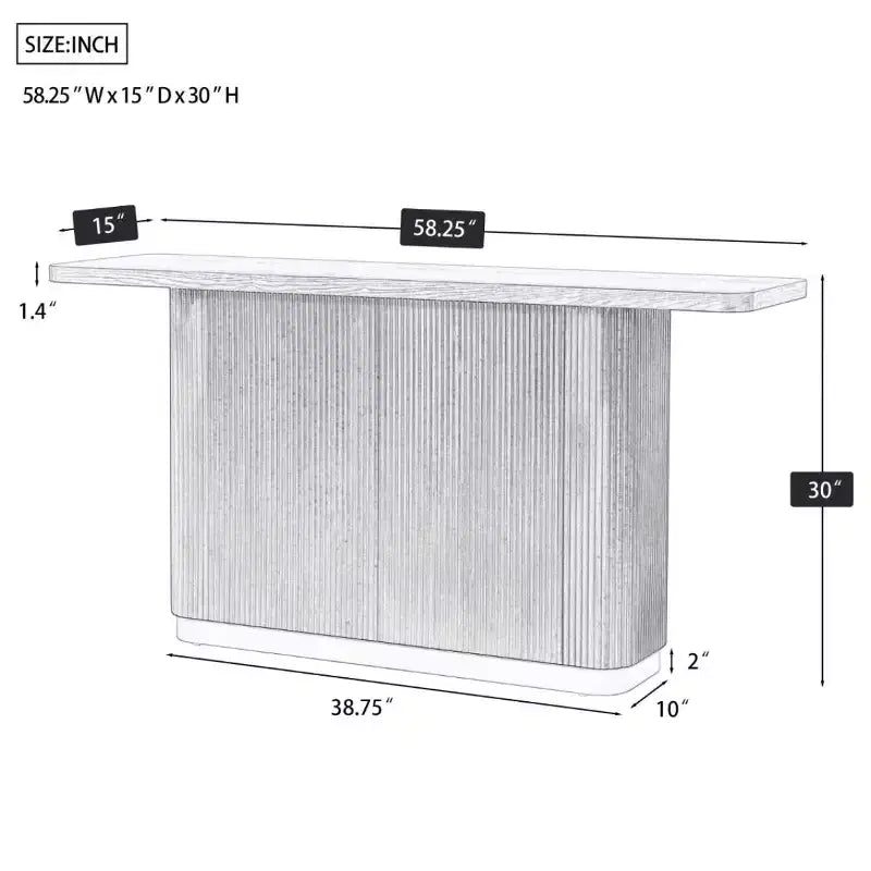 Console étroite de 58 po avec dessus en placage de frêne, table de canapé moderne, table d'entrée pour salon, couloir ou hall