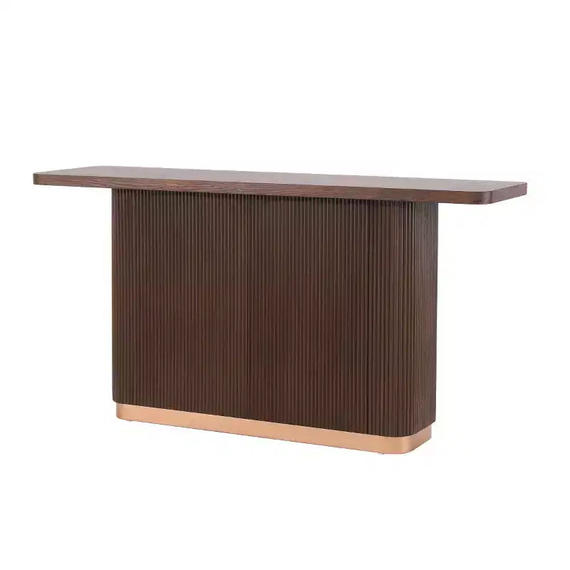 Console étroite de 58 po avec dessus en placage de frêne, table de canapé moderne, table d'entrée pour salon, couloir ou hall