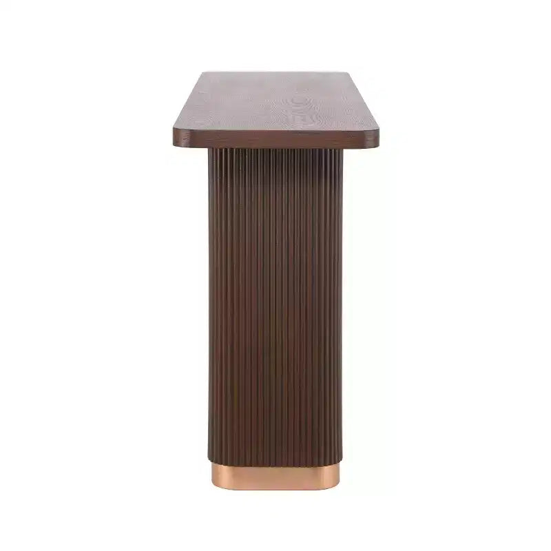 Console étroite de 58 po avec dessus en placage de frêne, table de canapé moderne, table d'entrée pour salon, couloir ou hall