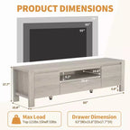 Meuble TV de ferme de 63 pouces avec armoire, meuble de divertissement pour téléviseurs jusqu'à 70 pouces, aucun assemblage requis, finition naturelle