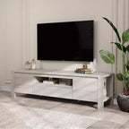 Meuble TV de ferme de 63 pouces avec armoire, meuble de divertissement pour téléviseurs jusqu'à 70 pouces, aucun assemblage requis, finition naturelle