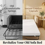 Matelas de remplacement pour canapé-lit en mousse à mémoire de forme 4" avec housse lavable, certifié CertiPUR-US
