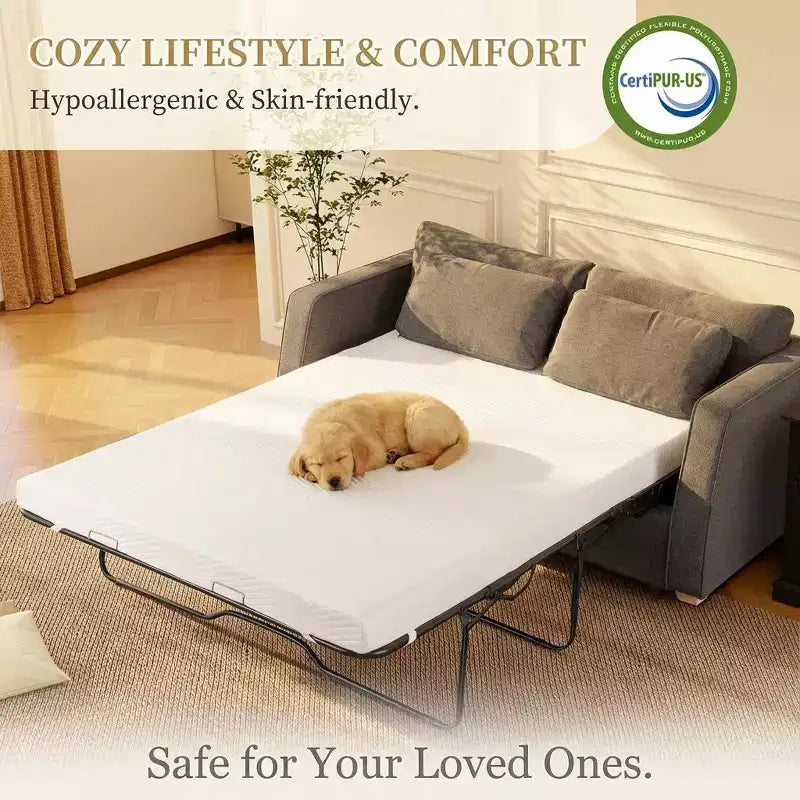 Matelas de remplacement pour canapé-lit en mousse à mémoire de forme 4" avec housse lavable, certifié CertiPUR-US