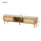 Meuble TV naturel de 180 cm pour téléviseurs jusqu'à 80 pouces, console multimédia avec pieds en bois massif pour salon et home cinéma