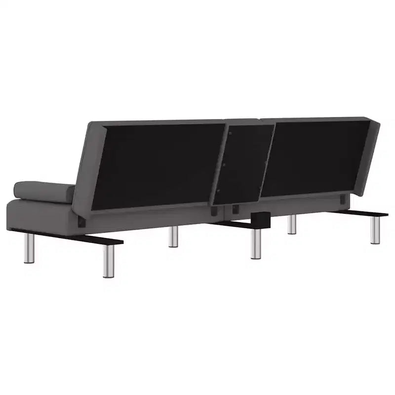Canapé-lit pliable avec porte-gobelets en similicuir