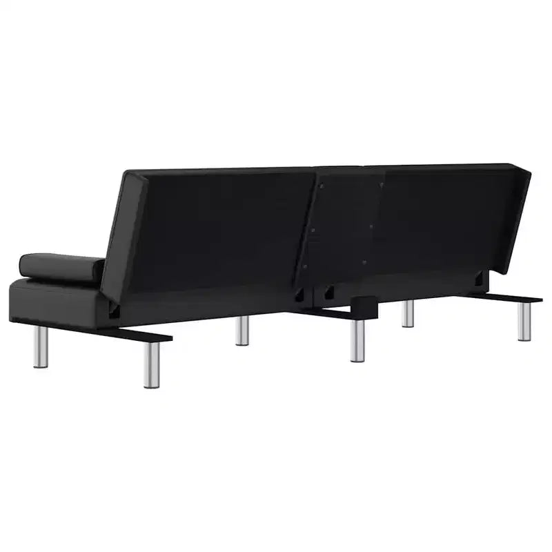 Canapé-lit pliable avec porte-gobelets en similicuir