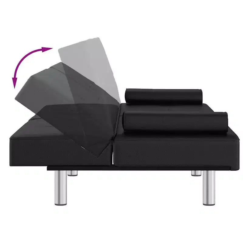 Canapé-lit pliable avec porte-gobelets en similicuir