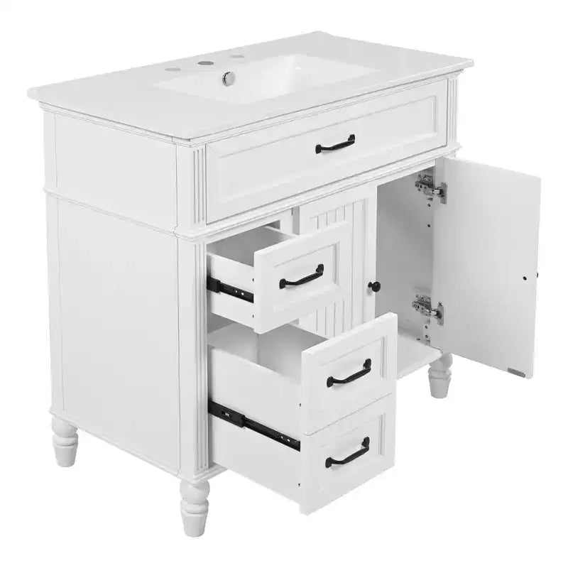 Meuble-lavabo de salle de bain 36 pouces, Meuble de rangement de salle de bain avec tiroirs, Meuble-lavabo simple