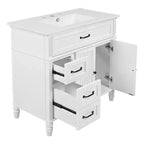 Meuble-lavabo de salle de bain 36 pouces, Meuble de rangement de salle de bain avec tiroirs, Meuble-lavabo simple