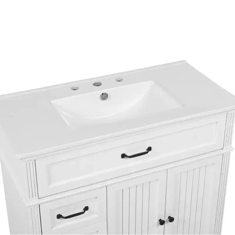 Meuble-lavabo de salle de bain 36 pouces, Meuble de rangement de salle de bain avec tiroirs, Meuble-lavabo simple