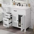 Meuble-lavabo de salle de bain 36 pouces, Meuble de rangement de salle de bain avec tiroirs, Meuble-lavabo simple