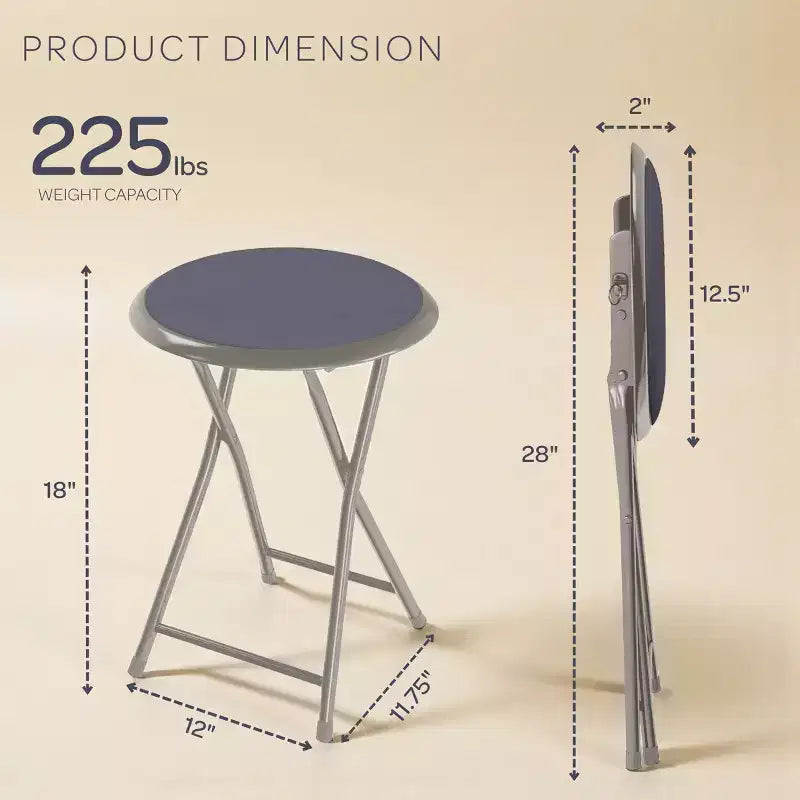 4 tabourets de bar pliants robustes de 45,7 cm avec capacité de 102 kg et sièges rembourrés pour dortoir, salle de jeux ou salle de loisirs