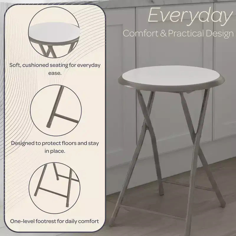 4 tabourets de bar pliants robustes de 45,7 cm avec capacité de 102 kg et sièges rembourrés pour dortoir, salle de jeux ou salle de loisirs