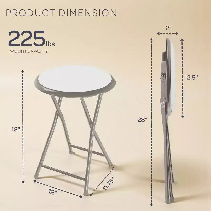 4 tabourets de bar pliants robustes de 45,7 cm avec capacité de 102 kg et sièges rembourrés pour dortoir, salle de jeux ou salle de loisirs