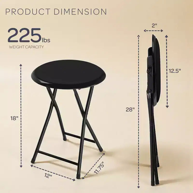 4 tabourets de bar pliants robustes de 45,7 cm avec capacité de 102 kg et sièges rembourrés pour dortoir, salle de jeux ou salle de loisirs