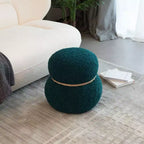 Pouf Bonhomme de Neige Rond, Mignon Tabouret Rembourré en Laine d'Agneau, Banc à Chaussures avec Cadre en Bois pour Salon, Chambre, Entrée