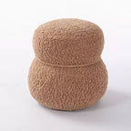 Pouf Bonhomme de Neige Rond, Mignon Tabouret Rembourré en Laine d'Agneau, Banc à Chaussures avec Cadre en Bois pour Salon, Chambre, Entrée