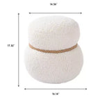 Pouf Bonhomme de Neige Rond, Mignon Tabouret Rembourré en Laine d'Agneau, Banc à Chaussures avec Cadre en Bois pour Salon, Chambre, Entrée